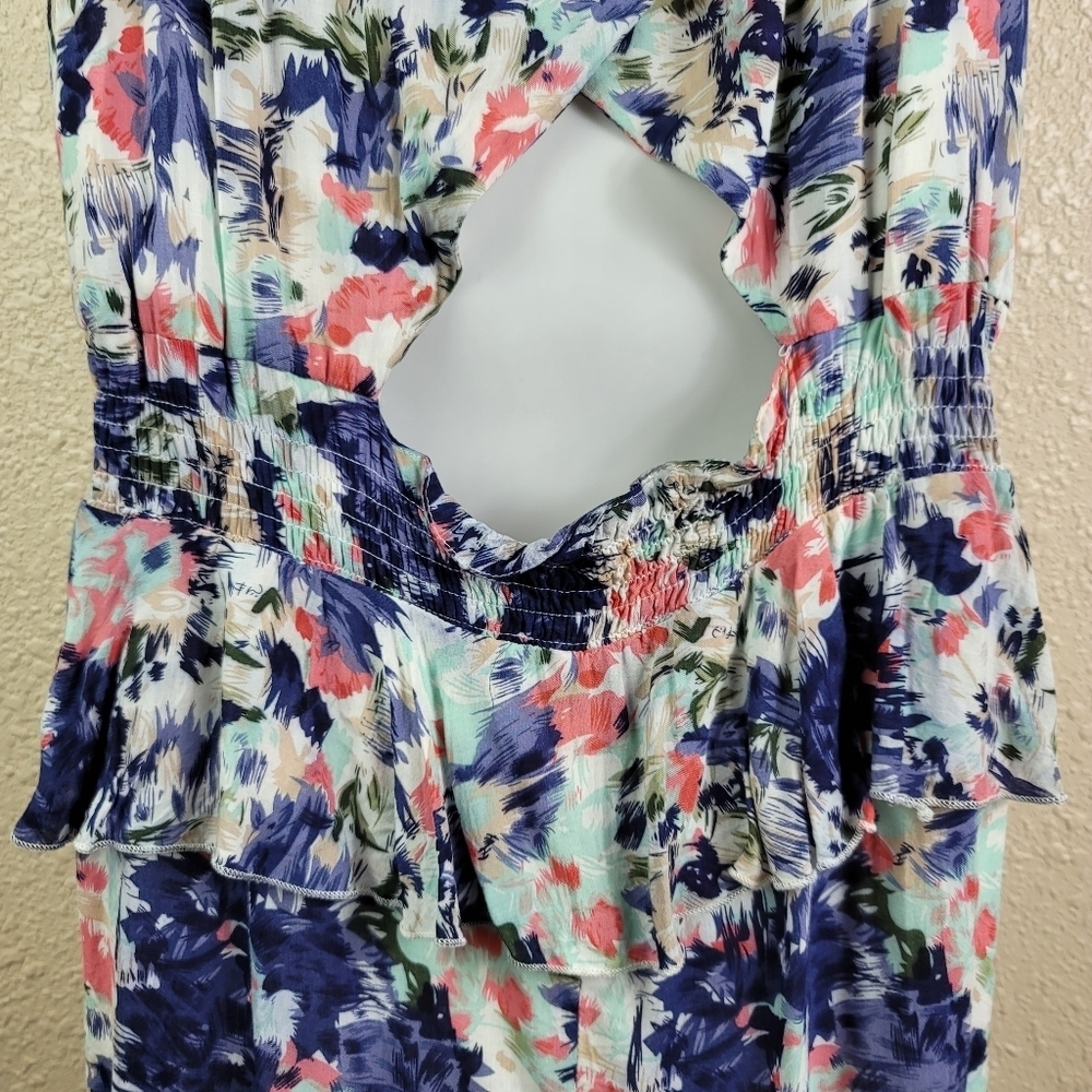 Akualani Abstract Print Sleeveless ruffles Dress Sz M - Picture 7 of 9